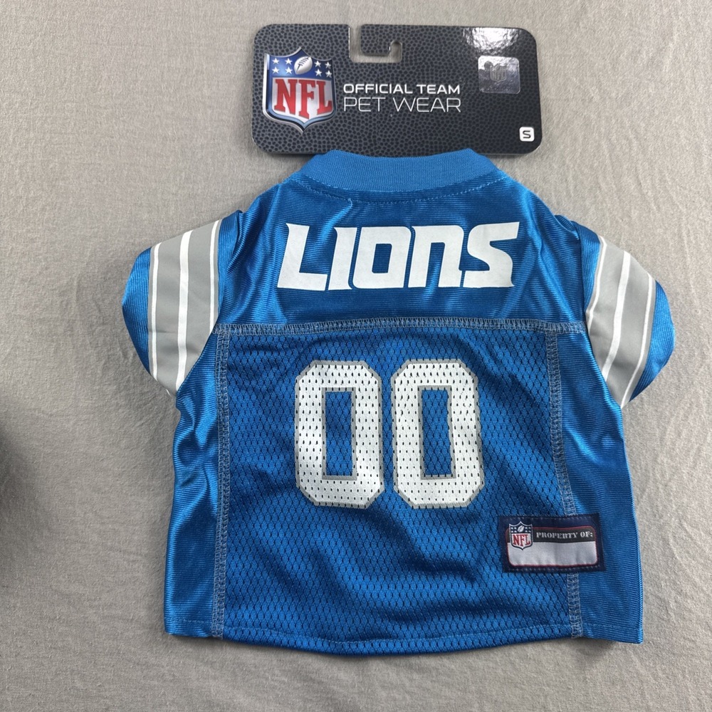 Detroit Lions Pet Wear Jersey Size S Blue NFL Football Dog Cat Shirt 9"-12" NEW